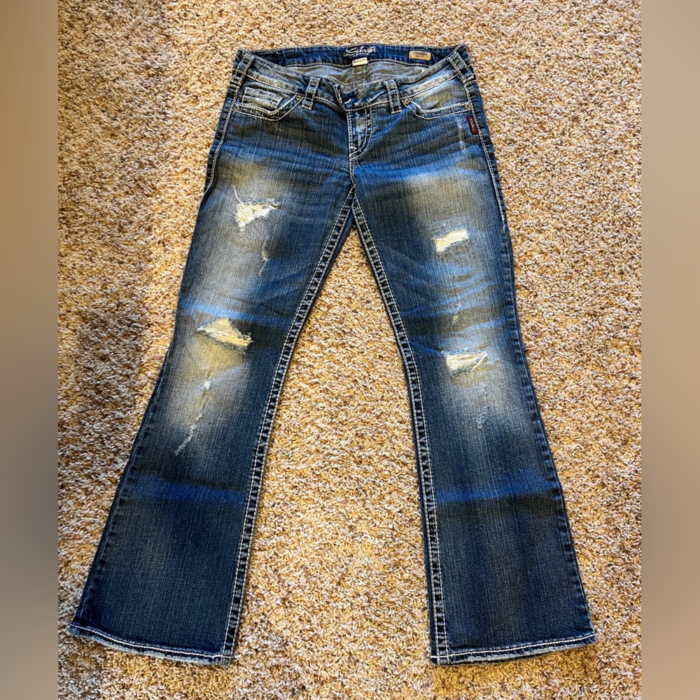 Silver jeans boot cut distressed